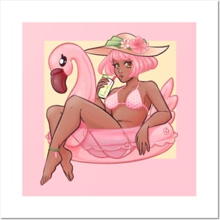 summer flamingo Posters and Art